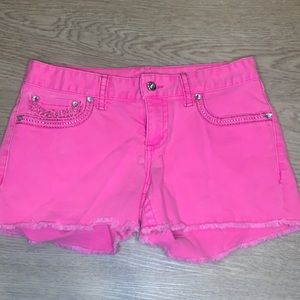 Neon Pink Frayed Shorts